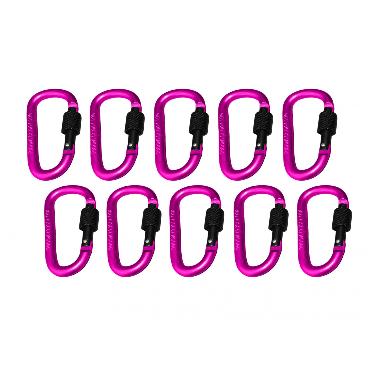 Set of 10 carabiners, color 10: pink, 100 kg