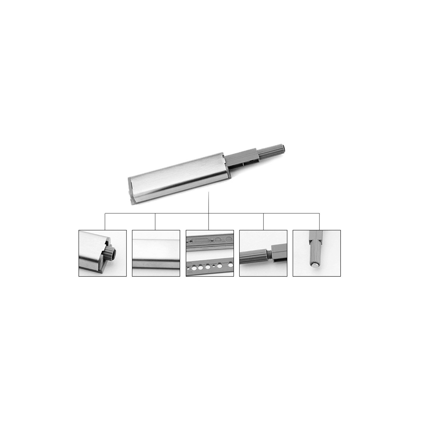 Set van 12 magnetische druksnappers voor kastdeuren (smal)