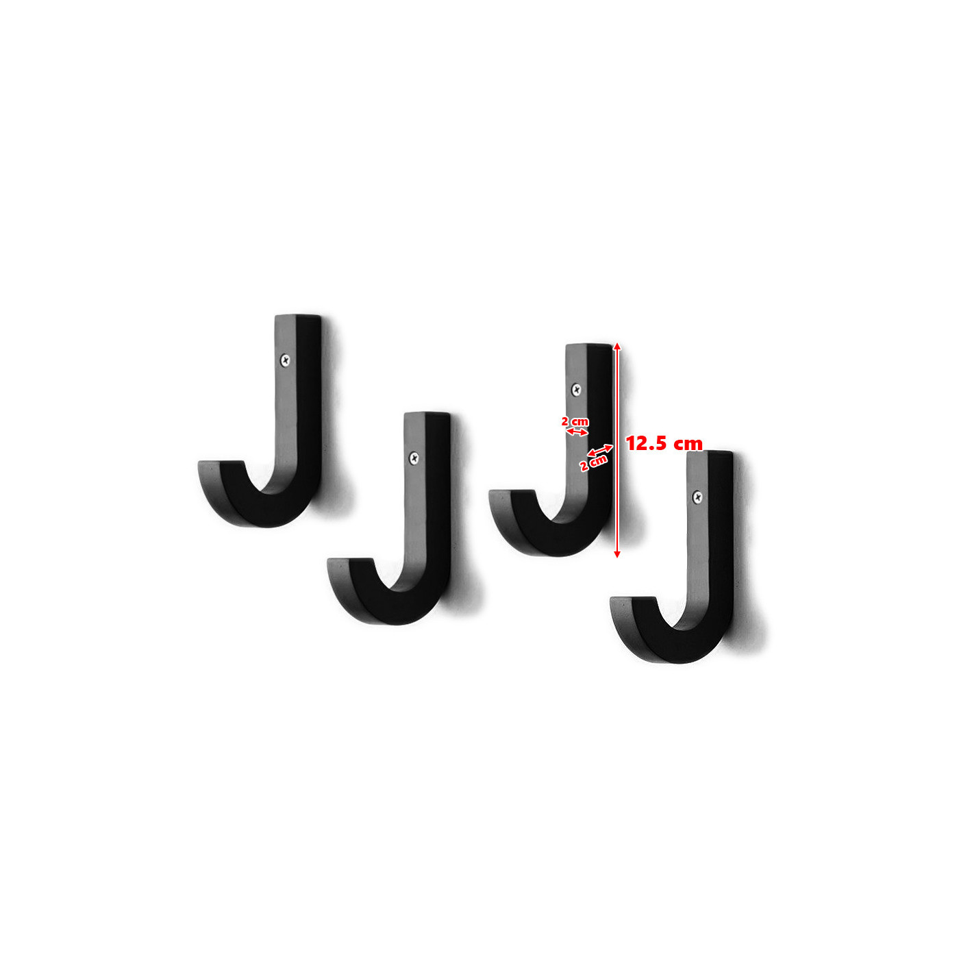 Gancho de pared de madera, negro, 1 pieza (en forma de J, 2x2x12,5 cm) - 1 Gancho de pared de madera, negro, 1 pieza (en forma de J, 2x2x12,5 cm) - 1