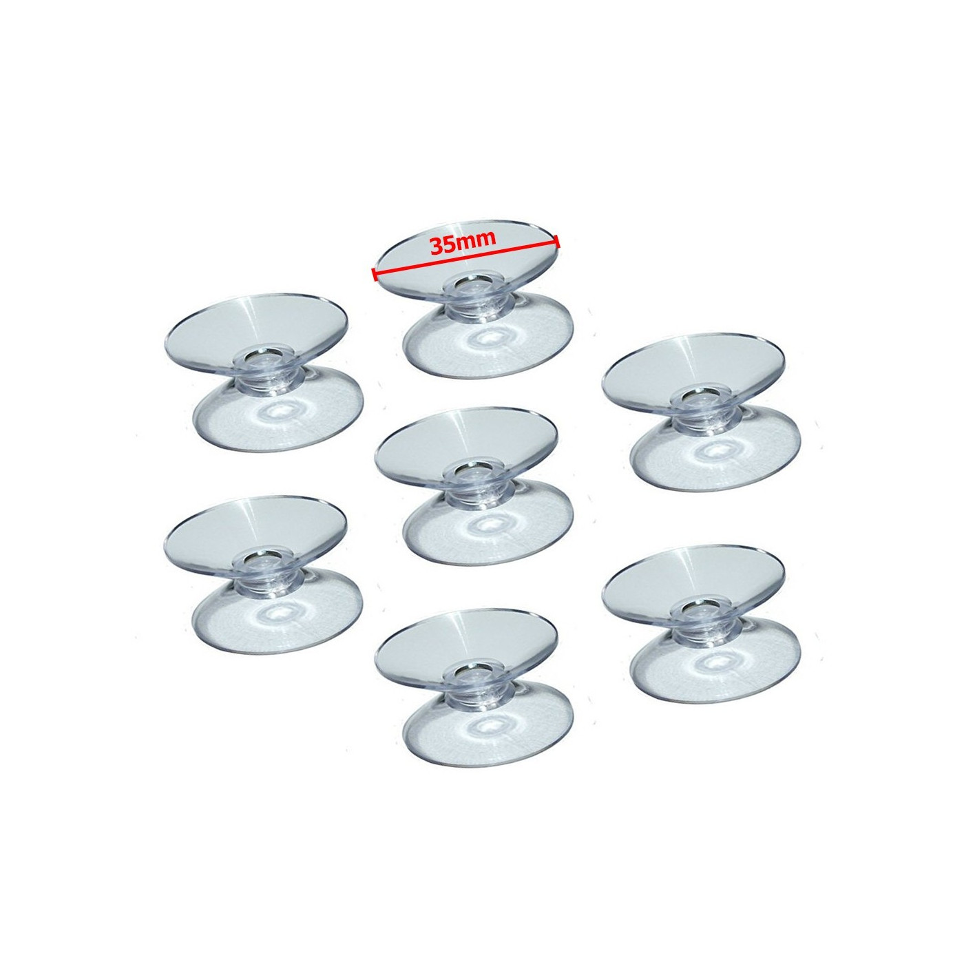 Set of 60 pvc suction cups, double sided (35 mm)