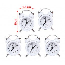 Set of 5 funny little alarm clocks (white, battery)