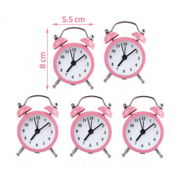 Set of 5 funny little alarm clocks (baby pink, battery)