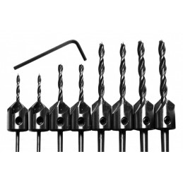 Set of 8 wood drill bits with countersunk part (3-6 mm)