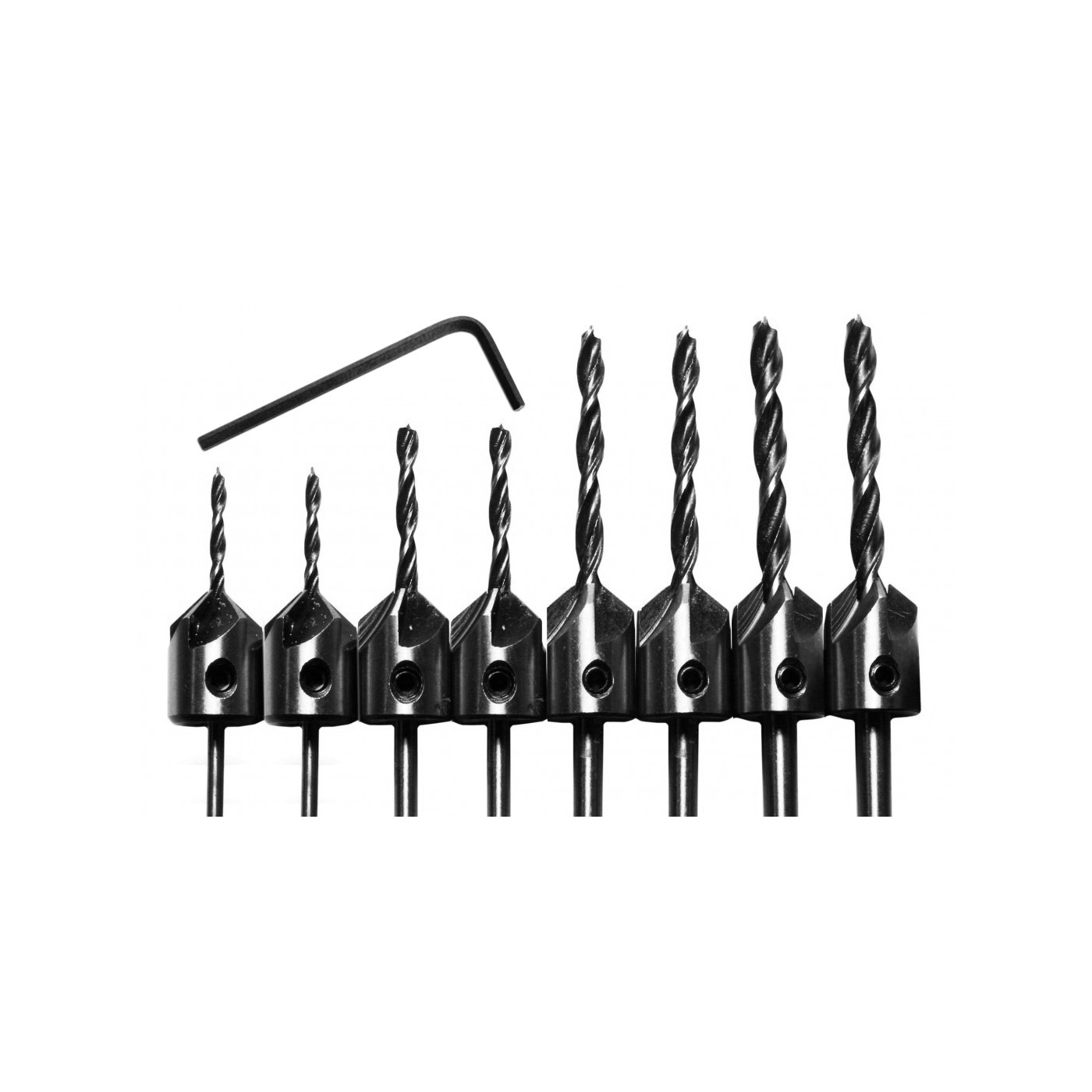 Set of 8 wood drill bits with countersunk part (3-6 mm)