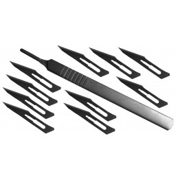 Set of 3 razor sharp scalpels (3 handles, 30 blades)