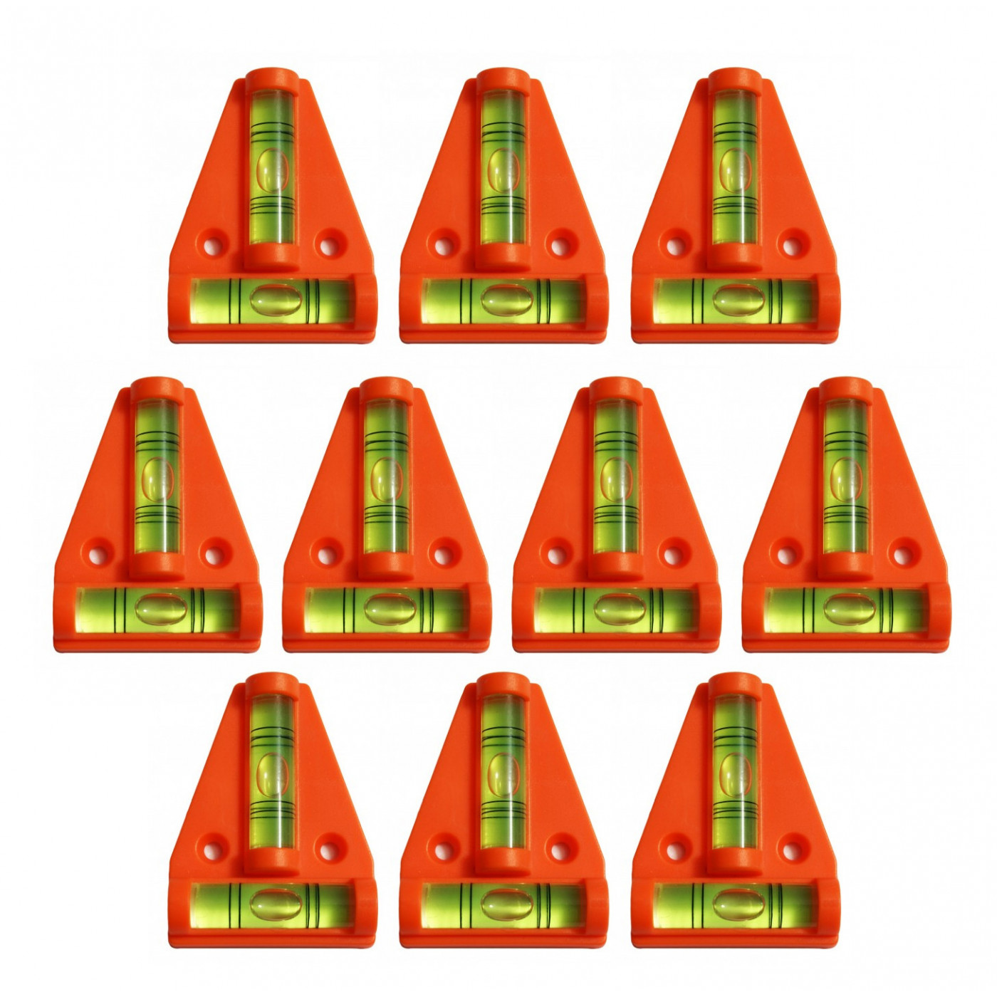 Set of 10 cross levels with screw holes (orange)