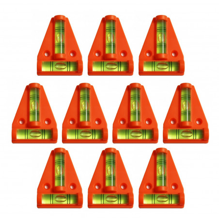 Set of 10 cross levels with screw holes (orange)