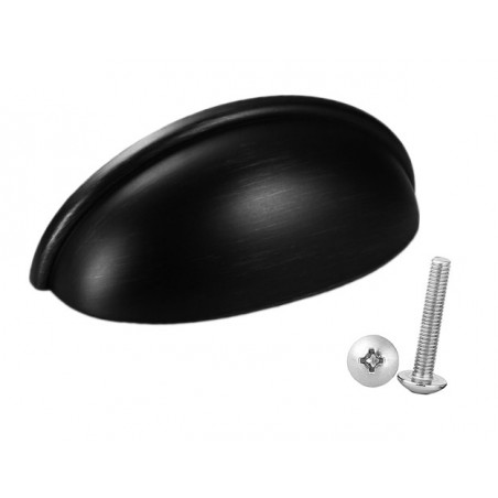 Set of 10 shell shaped handles, for furniture: black
