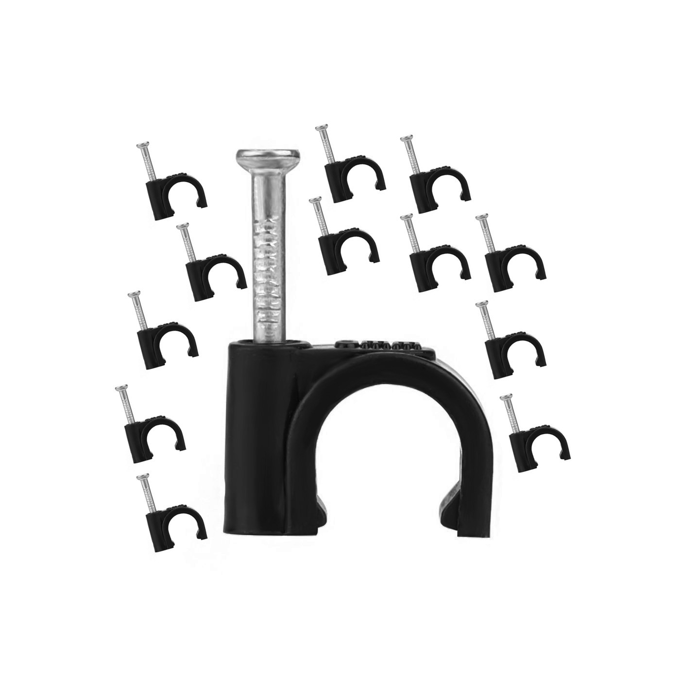 Set of 400 black cable clips (for 6 mm cable)