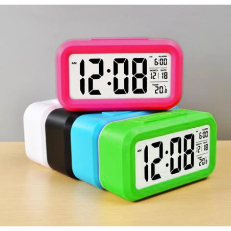 Reloj con alarma en alegre color: blanco