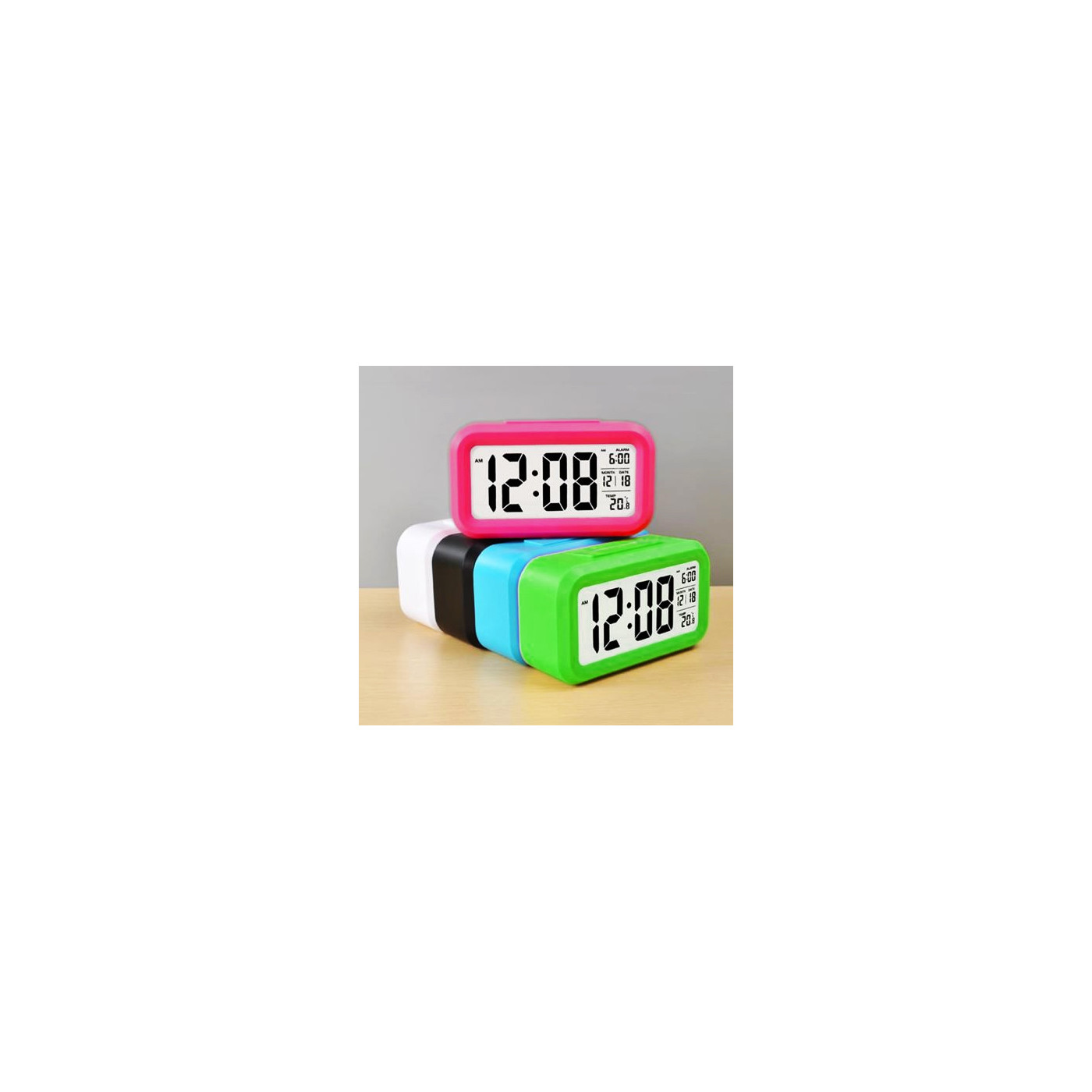 Clock with alarm in cheerful color: black