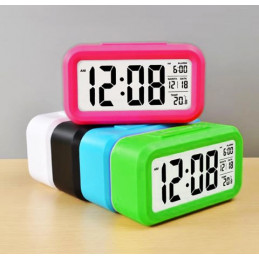 Clock with alarm in cheerful color: blue
