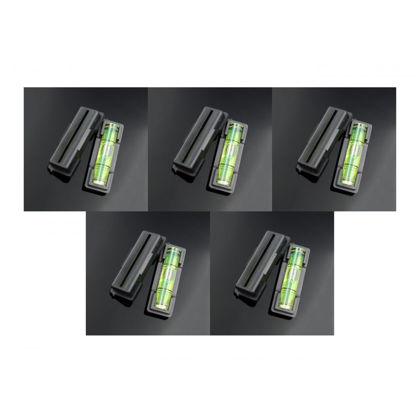 Set of 10 black spirit levels with a black casing