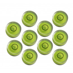 Set of 10 small round bubble levels size 5 (15x8 mm)