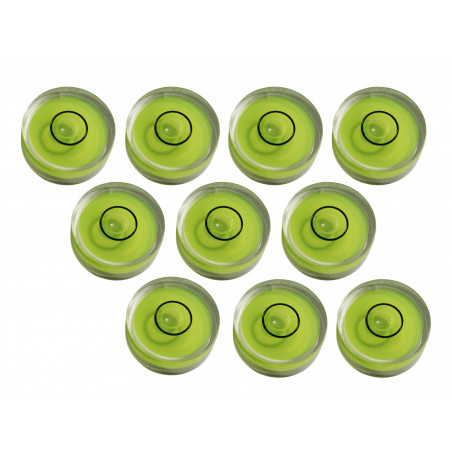 Set of 10 small round bubble levels size 9 (25x10 mm)