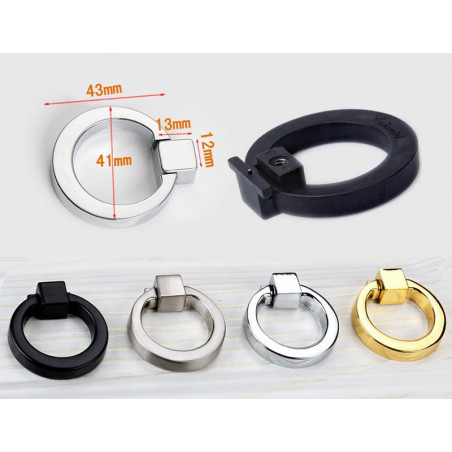Set of 5 metal ring handles (black)