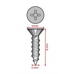 Set di 300 mini viti (2,0x8 mm, svasata, colore argento)