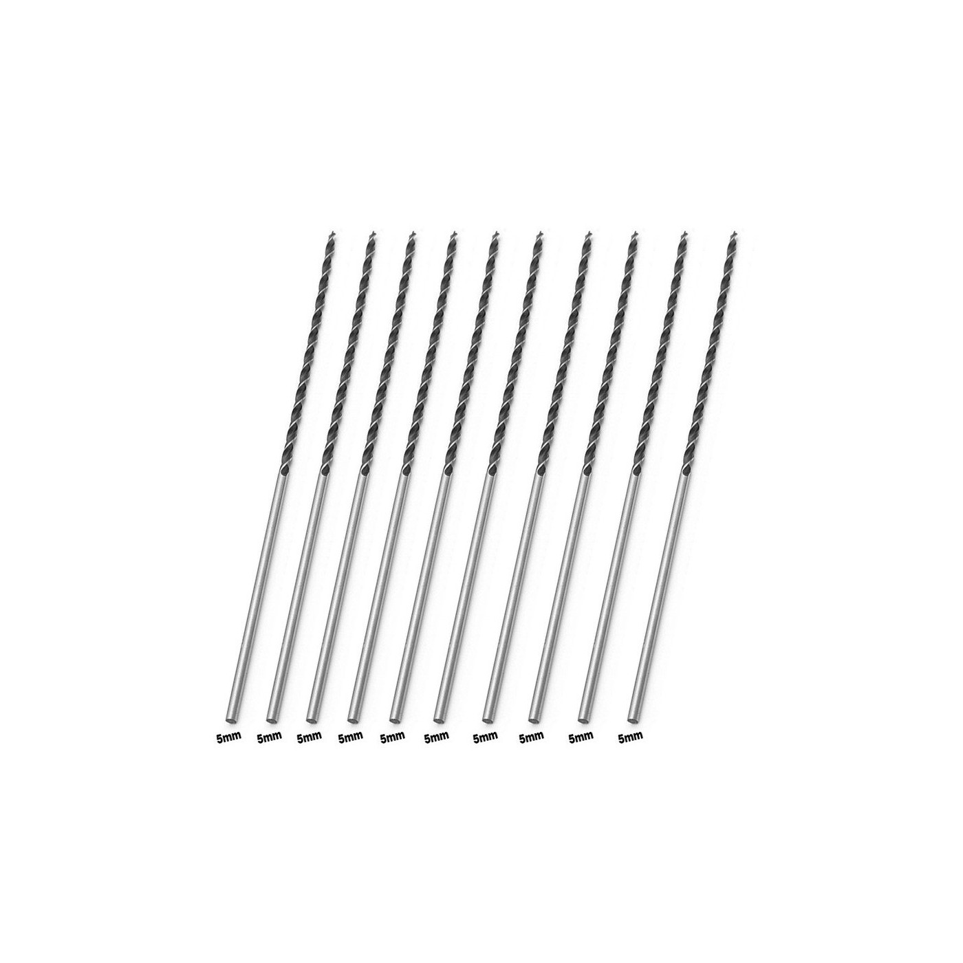 Juego de 10 brocas de madera extra largas (5x300 mm)