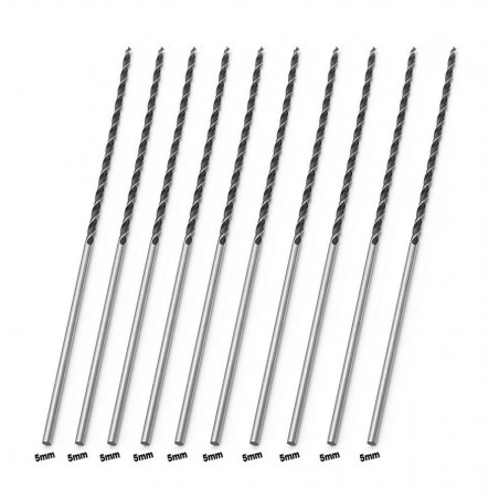 Set of 10 extra long wood drill bits (5x300 mm)