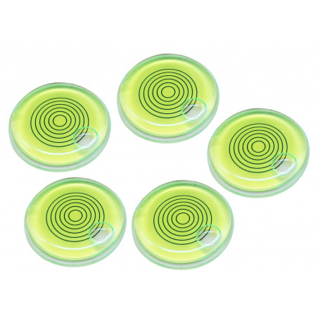 Set of 5 bubble levels with lines, green (66x11 mm)