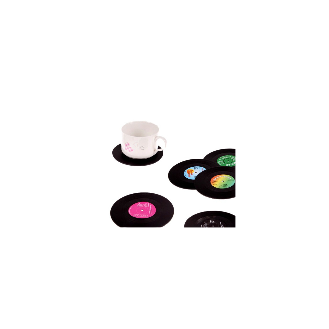 Set von 18 retro Vinyl Elpee Untersetzer