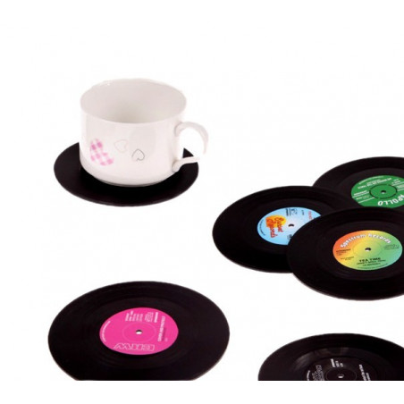 inflatie Rot Gewoon overlopen Set van 18 retro vinyl elpee onderzetters - Wood, Tools & Deco