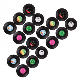 inflatie Rot Gewoon overlopen Set van 18 retro vinyl elpee onderzetters - Wood, Tools & Deco