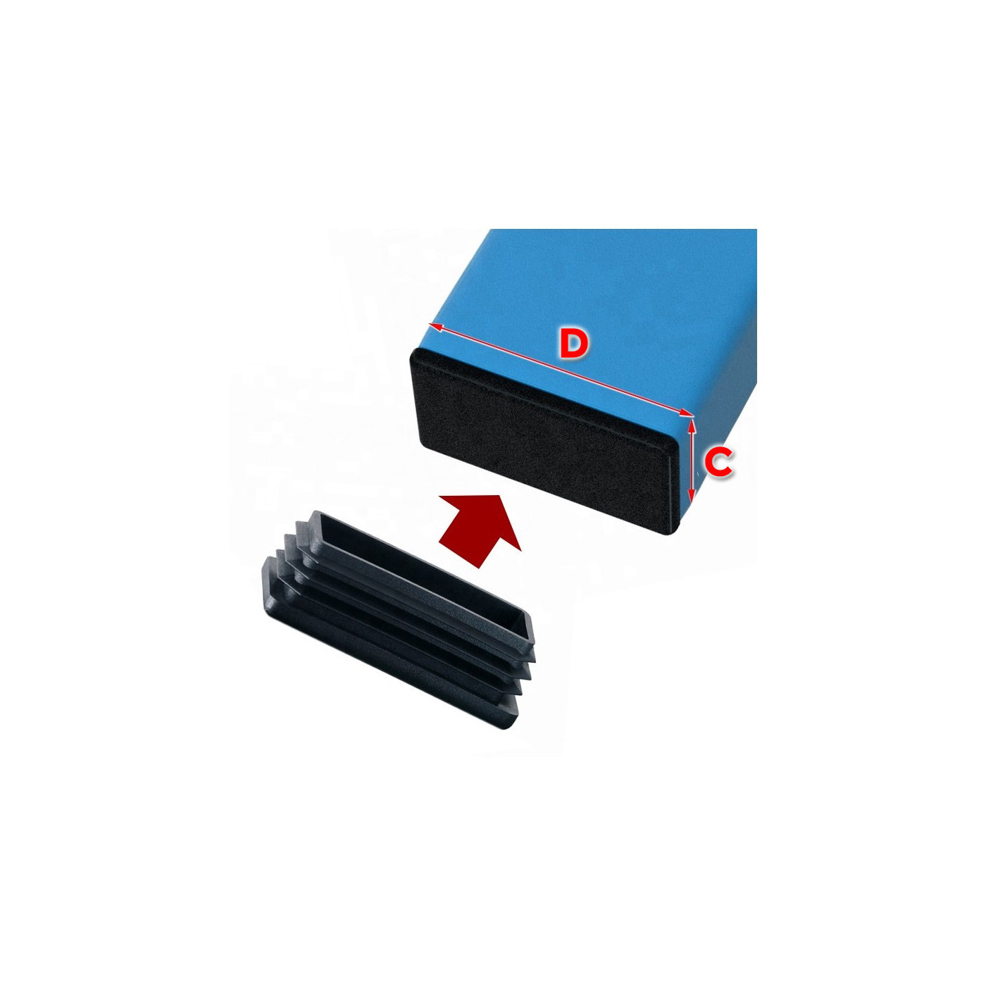 Set van 48 stoelpootdoppen (A:25, D:26, zwart, inslag) - 1 Set van 48 stoelpootdoppen (A:25, D:26, zwart, inslag) - 1
