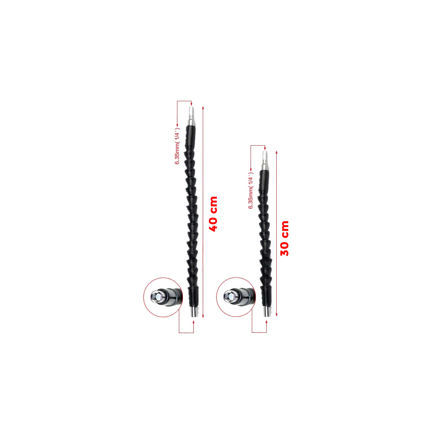 Flexible hex bits extension set (30+40 cm)