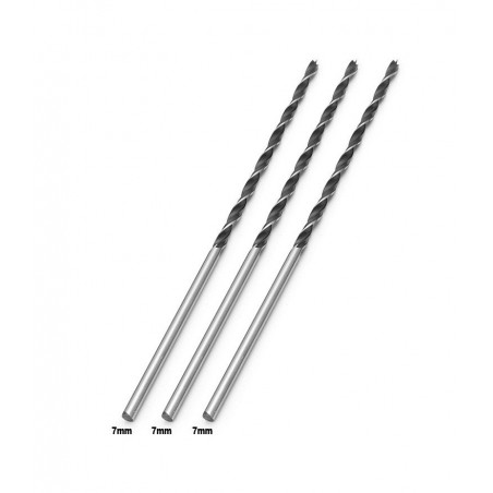 Set of 3 extra long wood drill bits (7x300 mm)