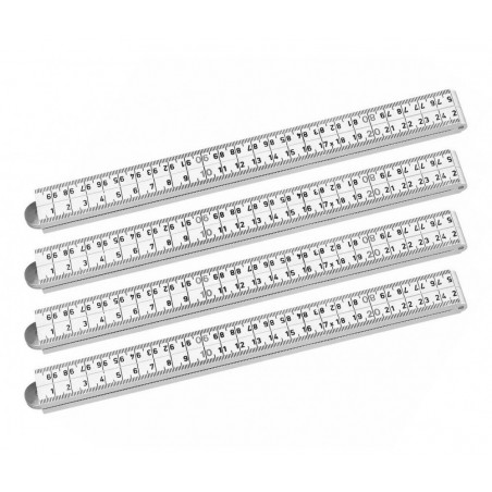 Sæt med 4 foldbare linealer (fiber, hvid, 1 meter)