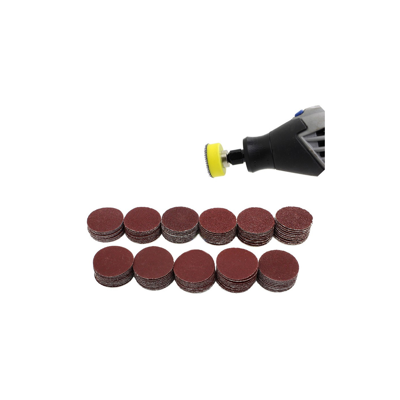 Set van 25 mm houder, 99 schuurschijfjes (K40-7000, 2 adapters)