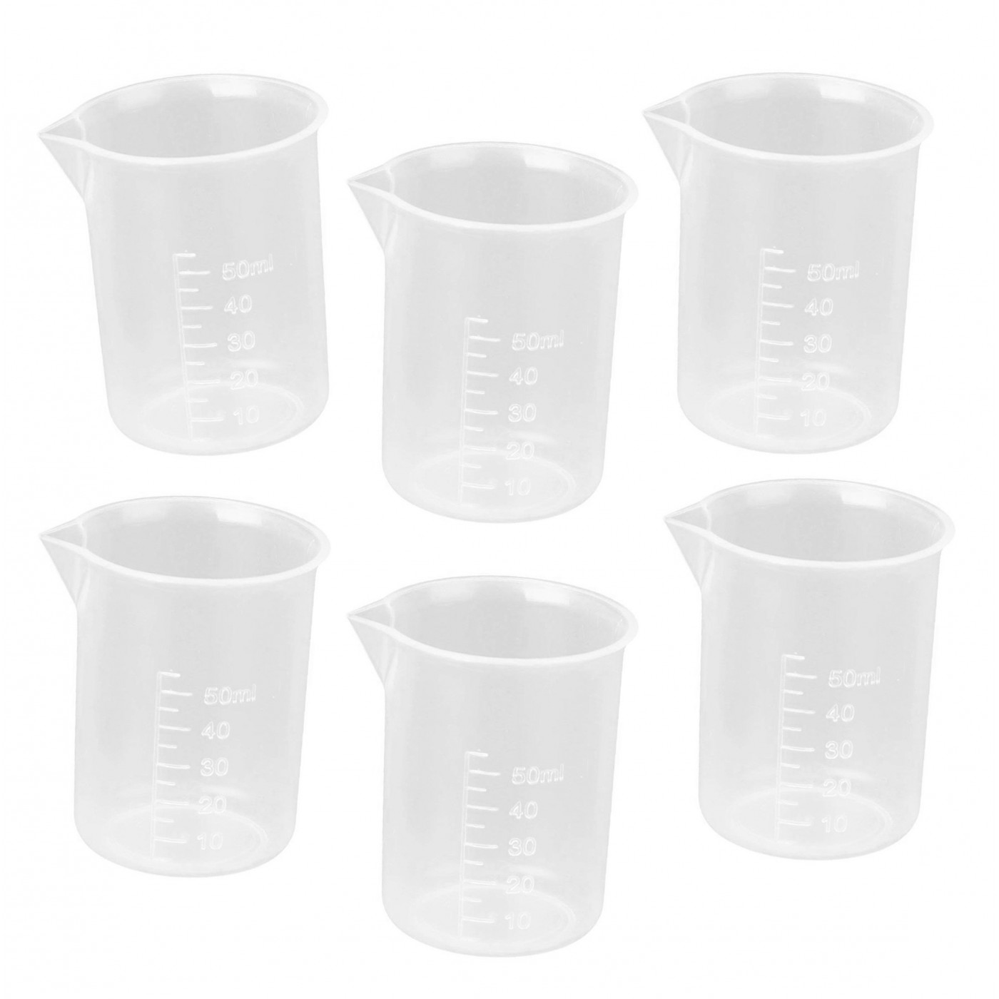 Set van 30 mini maatbekers (50 ml, transparant, PP, voor