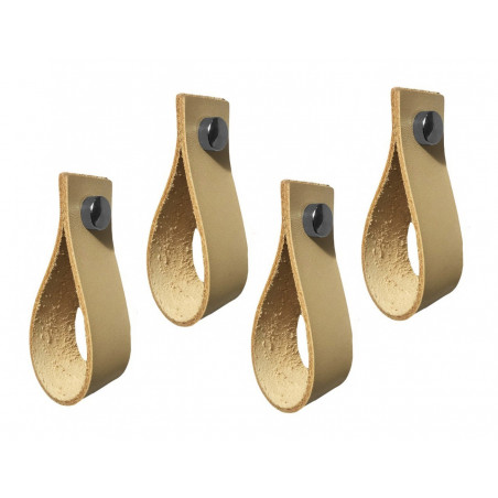 Set von 4 Ledergriffe, Schlaufen, für Möbel, naturel Set von 4 Ledergriffe, Schlaufen, für Möbel, naturel