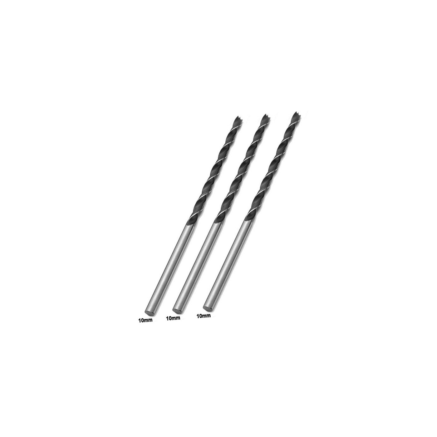 Set of 3 extra long wood drill bits (10x300 mm)