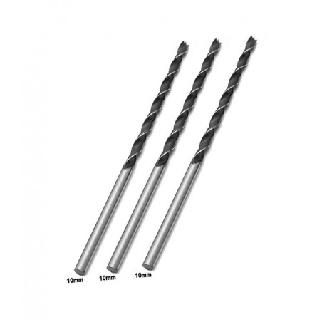 Conjunto de 3 brocas para madeira extra longas (10x300 mm)