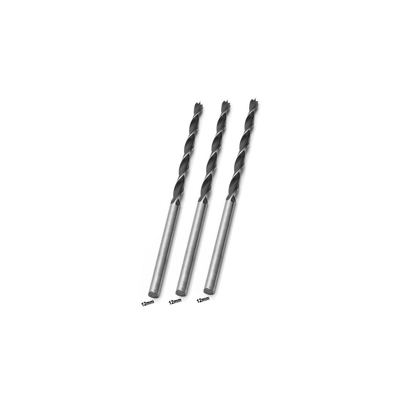 Set of 3 extra long wood drill bits (12x300 mm)