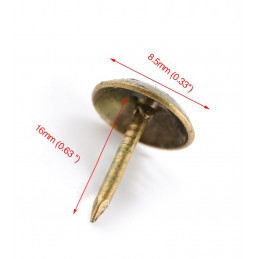 Sæt med 300 push -pins classic (møbelsøm), bronze, 8x16 mm