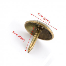 Zestaw 300 pinezek klasycznych (gwoździe meblowe), brąz, 10x10