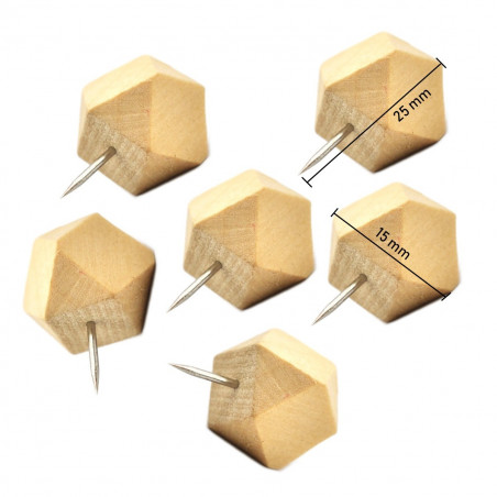 Set van 28 houten punaises, polygonen, in 2 doosjes