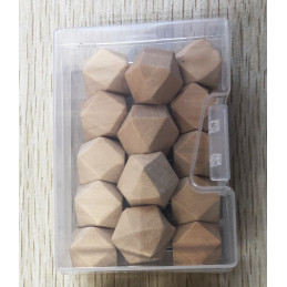 Set of 28 wooden polygon push pins in boxes