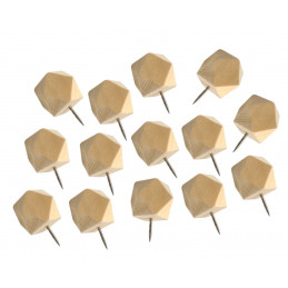 Set of 28 wooden polygon push pins in boxes