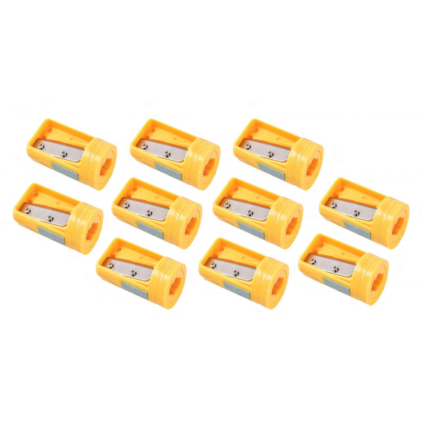 Set of 10 carpenters pencil sharpeners, yellow