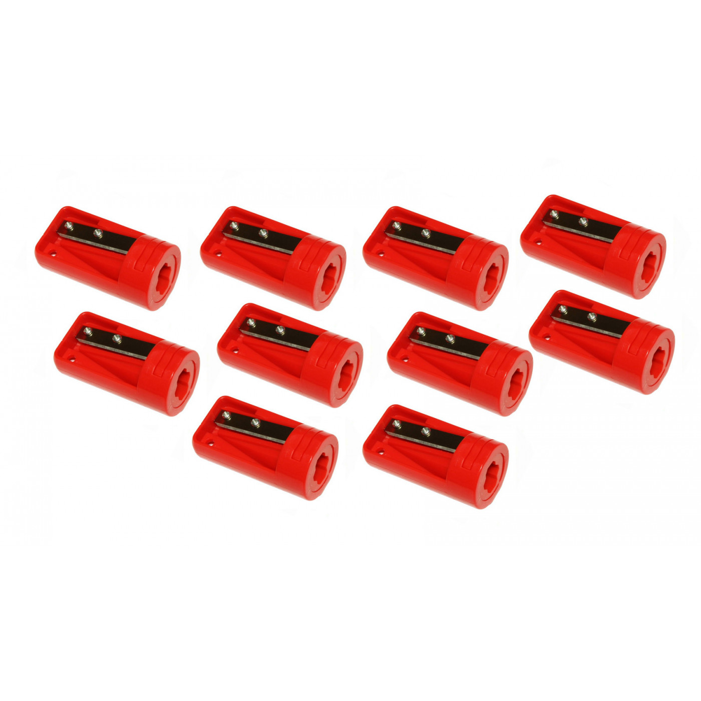 Set of 10 carpenters pencil sharpeners, red