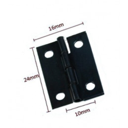 Set of 60 mini black iron hinges (24x16 mm, with screws)