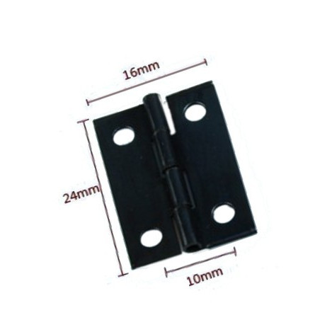 Set of 60 mini black iron hinges (24x16 mm, with screws)