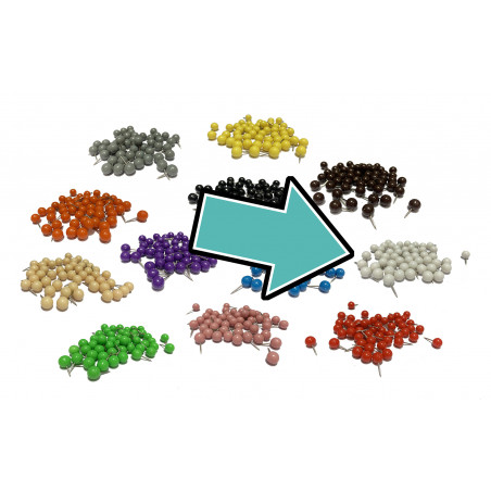 Set of 250 push pins ball: white, 9.5 mm Set of 250 push pins ball: white, 9.5 mm