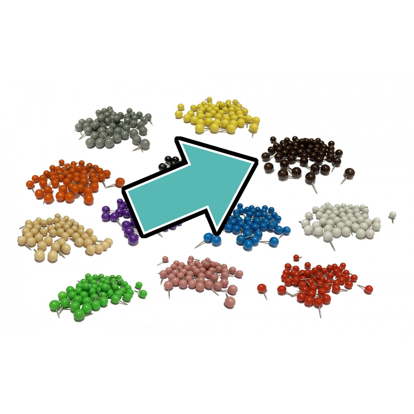 Conjunto de 250 pasadores de bola: marrón, 9,5 mm. - 1 Conjunto de 250 pasadores de bola: marrón, 9,5 mm. - 1