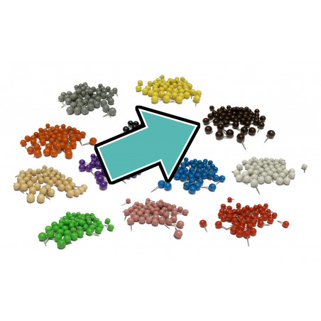 Set of 250 push pins ball: brown, 9.5 mm Set of 250 push pins ball: brown, 9.5 mm