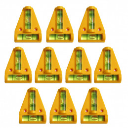 Sada 10 křížových vodováh s otvory pro šrouby (žlutá)